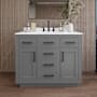 Wyndham Collection Beckett TK 42" Free Standing Single Basin Vanity Set with Cabinet and Quartz Vanity Top Dark Gray / White Quartz Top / Matte Black Hardware