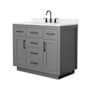 Wyndham Collection Beckett TK 42" Free Standing Single Basin Vanity Set with Cabinet and Quartz Vanity Top Dark Gray / White Quartz Top / Matte Black Hardware