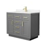 Wyndham Collection Beckett TK 42" Free Standing Single Basin Vanity Set with Cabinet and Cultured Marble Vanity Top Dark Gray / Carrara Cultured Marble Top / Brushed Gold Hardware