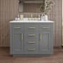 Wyndham Collection Beckett TK 42" Free Standing Single Basin Vanity Set with Cabinet and Quartz Vanity Top Dark Gray / Giotto Quartz Top / Brushed Gold Hardware