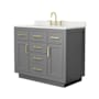 Wyndham Collection Beckett TK 42" Free Standing Single Basin Vanity Set with Cabinet and Quartz Vanity Top Dark Gray / Giotto Quartz Top / Brushed Gold Hardware
