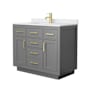 Wyndham Collection Beckett TK 42" Free Standing Single Basin Vanity Set with Cabinet and Cultured Marble Vanity Top Dark Gray / White Cultured Marble Top / Brushed Gold Hardware