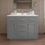 Wyndham Collection Beckett TK 42" Free Standing Single Basin Vanity Set with Cabinet and Quartz Vanity Top Dark Gray / White Quartz Top / Brushed Gold Hardware