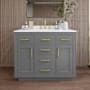 Wyndham Collection Beckett TK 42" Free Standing Single Basin Vanity Set with Cabinet and Quartz Vanity Top Dark Gray / White Quartz Top / Brushed Gold Hardware