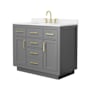 Wyndham Collection Beckett TK 42" Free Standing Single Basin Vanity Set with Cabinet and Quartz Vanity Top Dark Gray / White Quartz Top / Brushed Gold Hardware