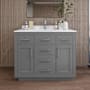 Wyndham Collection Beckett TK 42" Free Standing Single Basin Vanity Set with Cabinet and Cultured Marble Vanity Top Dark Gray / Carrara Cultured Marble Top / Brushed Nickel Hardware