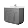 Wyndham Collection Beckett TK 42" Free Standing Single Basin Vanity Set with Cabinet and Cultured Marble Vanity Top Dark Gray / Carrara Cultured Marble Top / Brushed Nickel Hardware