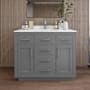 Wyndham Collection Beckett TK 42" Free Standing Single Basin Vanity Set with Cabinet and Quartz Vanity Top Dark Gray / Giotto Quartz Top / Brushed Nickel Hardware