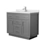 Wyndham Collection Beckett TK 42" Free Standing Single Basin Vanity Set with Cabinet and Cultured Marble Vanity Top Dark Gray / White Cultured Marble Top / Brushed Nickel Hardware