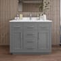 Wyndham Collection Beckett TK 42" Free Standing Single Basin Vanity Set with Cabinet and Quartz Vanity Top Dark Gray / White Quartz Top / Brushed Nickel Hardware