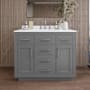 Wyndham Collection Beckett TK 42" Free Standing Single Basin Vanity Set with Cabinet and Quartz Vanity Top Dark Gray / White Quartz Top / Brushed Nickel Hardware