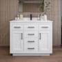 Wyndham Collection Beckett TK 42" Free Standing Single Basin Vanity Set with Cabinet and Cultured Marble Vanity Top White / Carrara Cultured Marble Top / Matte Black Hardware