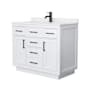 Wyndham Collection Beckett TK 42" Free Standing Single Basin Vanity Set with Cabinet and Cultured Marble Vanity Top White / Carrara Cultured Marble Top / Matte Black Hardware