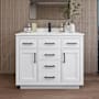 Wyndham Collection Beckett TK 42" Free Standing Single Basin Vanity Set with Cabinet and Quartz Vanity Top White / Giotto Quartz Top / Matte Black Hardware