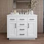 Wyndham Collection Beckett TK 42" Free Standing Single Basin Vanity Set with Cabinet and Quartz Vanity Top White / Giotto Quartz Top / Matte Black Hardware