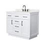 Wyndham Collection Beckett TK 42" Free Standing Single Basin Vanity Set with Cabinet and Quartz Vanity Top White / Giotto Quartz Top / Matte Black Hardware