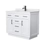 Wyndham Collection Beckett TK 42" Free Standing Single Basin Vanity Set with Cabinet and Cultured Marble Vanity Top White / White Cultured Marble Top / Matte Black Hardware