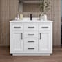 Wyndham Collection Beckett TK 42" Free Standing Single Basin Vanity Set with Cabinet and Quartz Vanity Top White / White Quartz Top / Matte Black Hardware