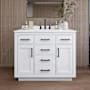 Wyndham Collection Beckett TK 42" Free Standing Single Basin Vanity Set with Cabinet and Quartz Vanity Top White / White Quartz Top / Matte Black Hardware