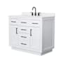 Wyndham Collection Beckett TK 42" Free Standing Single Basin Vanity Set with Cabinet and Quartz Vanity Top White / White Quartz Top / Matte Black Hardware