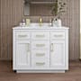 Wyndham Collection Beckett TK 42" Free Standing Single Basin Vanity Set with Cabinet and Cultured Marble Vanity Top White / Carrara Cultured Marble Top / Brushed Gold Hardware