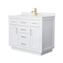 Wyndham Collection Beckett TK 42" Free Standing Single Basin Vanity Set with Cabinet and Cultured Marble Vanity Top White / Carrara Cultured Marble Top / Brushed Gold Hardware