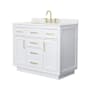 Wyndham Collection Beckett TK 42" Free Standing Single Basin Vanity Set with Cabinet and Quartz Vanity Top White / Giotto Quartz Top / Brushed Gold Hardware
