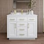 Wyndham Collection Beckett TK 42" Free Standing Single Basin Vanity Set with Cabinet and Cultured Marble Vanity Top White / White Cultured Marble Top / Brushed Gold Hardware