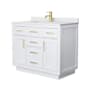 Wyndham Collection Beckett TK 42" Free Standing Single Basin Vanity Set with Cabinet and Cultured Marble Vanity Top White / White Cultured Marble Top / Brushed Gold Hardware