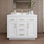 Wyndham Collection Beckett TK 42" Free Standing Single Basin Vanity Set with Cabinet and Quartz Vanity Top White / White Quartz Top / Brushed Gold Hardware
