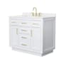 Wyndham Collection Beckett TK 42" Free Standing Single Basin Vanity Set with Cabinet and Quartz Vanity Top White / White Quartz Top / Brushed Gold Hardware