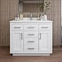 Wyndham Collection Beckett TK 42" Free Standing Single Basin Vanity Set with Cabinet and Quartz Vanity Top White / Giotto Quartz Top / Brushed Nickel Hardware