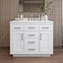 Wyndham Collection Beckett TK 42" Free Standing Single Basin Vanity Set with Cabinet and Quartz Vanity Top White / Giotto Quartz Top / Brushed Nickel Hardware