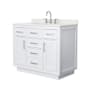 Wyndham Collection Beckett TK 42" Free Standing Single Basin Vanity Set with Cabinet and Quartz Vanity Top White / Giotto Quartz Top / Brushed Nickel Hardware