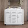 Wyndham Collection Beckett TK 42" Free Standing Single Basin Vanity Set with Cabinet and Quartz Vanity Top White / White Quartz Top / Brushed Nickel Hardware