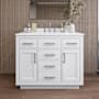 Wyndham Collection Beckett TK 42" Free Standing Single Basin Vanity Set with Cabinet and Quartz Vanity Top White / White Quartz Top / Brushed Nickel Hardware