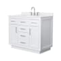 Wyndham Collection Beckett TK 42" Free Standing Single Basin Vanity Set with Cabinet and Quartz Vanity Top White / White Quartz Top / Brushed Nickel Hardware
