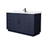 Wyndham Collection Beckett TK 60" Free Standing Single Basin Vanity Set with Cabinet and Cultured Marble Vanity Top Dark Blue / Carrara Cultured Marble Top / Matte Black Hardware