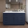 Wyndham Collection Beckett TK 60" Free Standing Single Basin Vanity Set with Cabinet and Quartz Vanity Top Dark Blue / Giotto Quartz Top / Matte Black Hardware