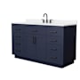 Wyndham Collection Beckett TK 60" Free Standing Single Basin Vanity Set with Cabinet and Quartz Vanity Top Dark Blue / White Quartz Top / Matte Black Hardware