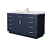 Wyndham Collection Beckett TK 60" Free Standing Single Basin Vanity Set with Cabinet and Cultured Marble Vanity Top Dark Blue / White Cultured Marble Top / Brushed Gold Hardware