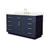 Wyndham Collection Beckett TK 60" Free Standing Single Basin Vanity Set with Cabinet and Quartz Vanity Top Dark Blue / White Quartz Top / Brushed Gold Hardware