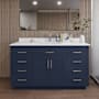 Wyndham Collection Beckett TK 60" Free Standing Single Basin Vanity Set with Cabinet and Cultured Marble Vanity Top Dark Blue / Carrara Cultured Marble Top / Brushed Nickel Hardware