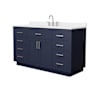 Wyndham Collection Beckett TK 60" Free Standing Single Basin Vanity Set with Cabinet and Quartz Vanity Top Dark Blue / White Quartz Top / Brushed Nickel Hardware