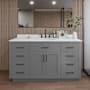 Wyndham Collection Beckett TK 60" Free Standing Single Basin Vanity Set with Cabinet and Quartz Vanity Top Dark Gray / Giotto Quartz Top / Matte Black Hardware