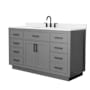 Wyndham Collection Beckett TK 60" Free Standing Single Basin Vanity Set with Cabinet and Quartz Vanity Top Dark Gray / White Quartz Top / Matte Black Hardware