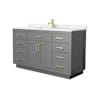 Wyndham Collection Beckett TK 60" Free Standing Single Basin Vanity Set with Cabinet and Cultured Marble Vanity Top Dark Gray / Carrara Cultured Marble Top / Brushed Gold Hardware