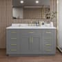 Wyndham Collection Beckett TK 60" Free Standing Single Basin Vanity Set with Cabinet and Quartz Vanity Top Dark Gray / Giotto Quartz Top / Brushed Gold Hardware