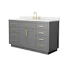 Wyndham Collection Beckett TK 60" Free Standing Single Basin Vanity Set with Cabinet and Quartz Vanity Top Dark Gray / Giotto Quartz Top / Brushed Gold Hardware