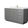 Wyndham Collection Beckett TK 60" Free Standing Single Basin Vanity Set with Cabinet and Cultured Marble Vanity Top Dark Gray / White Cultured Marble Top / Brushed Gold Hardware